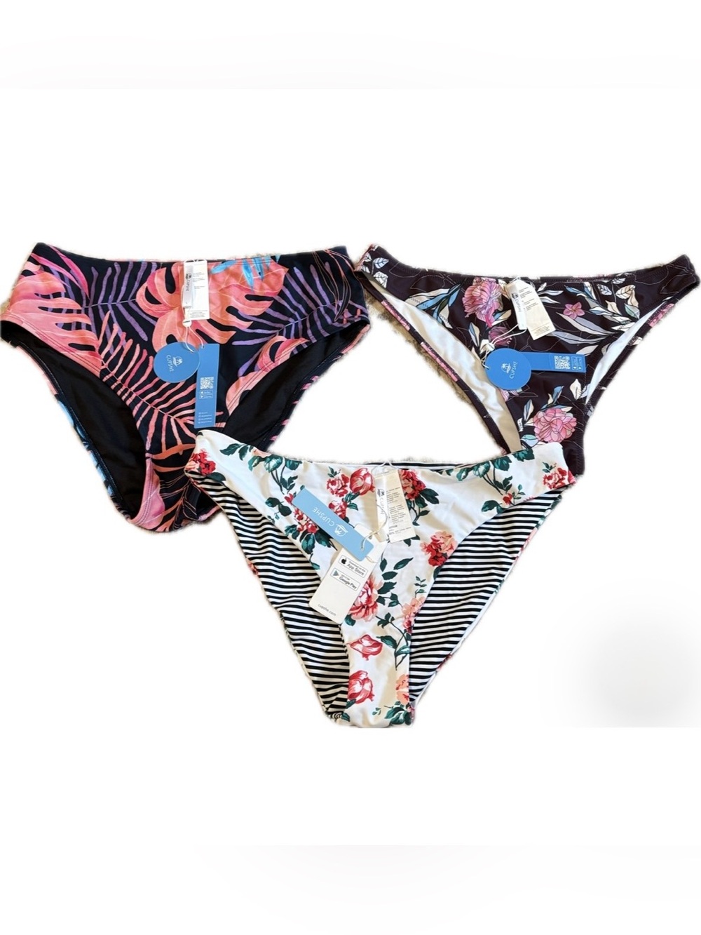 NWT CUPSHE (Large)3 Pack Floral & Tropical Bikini Bottoms
